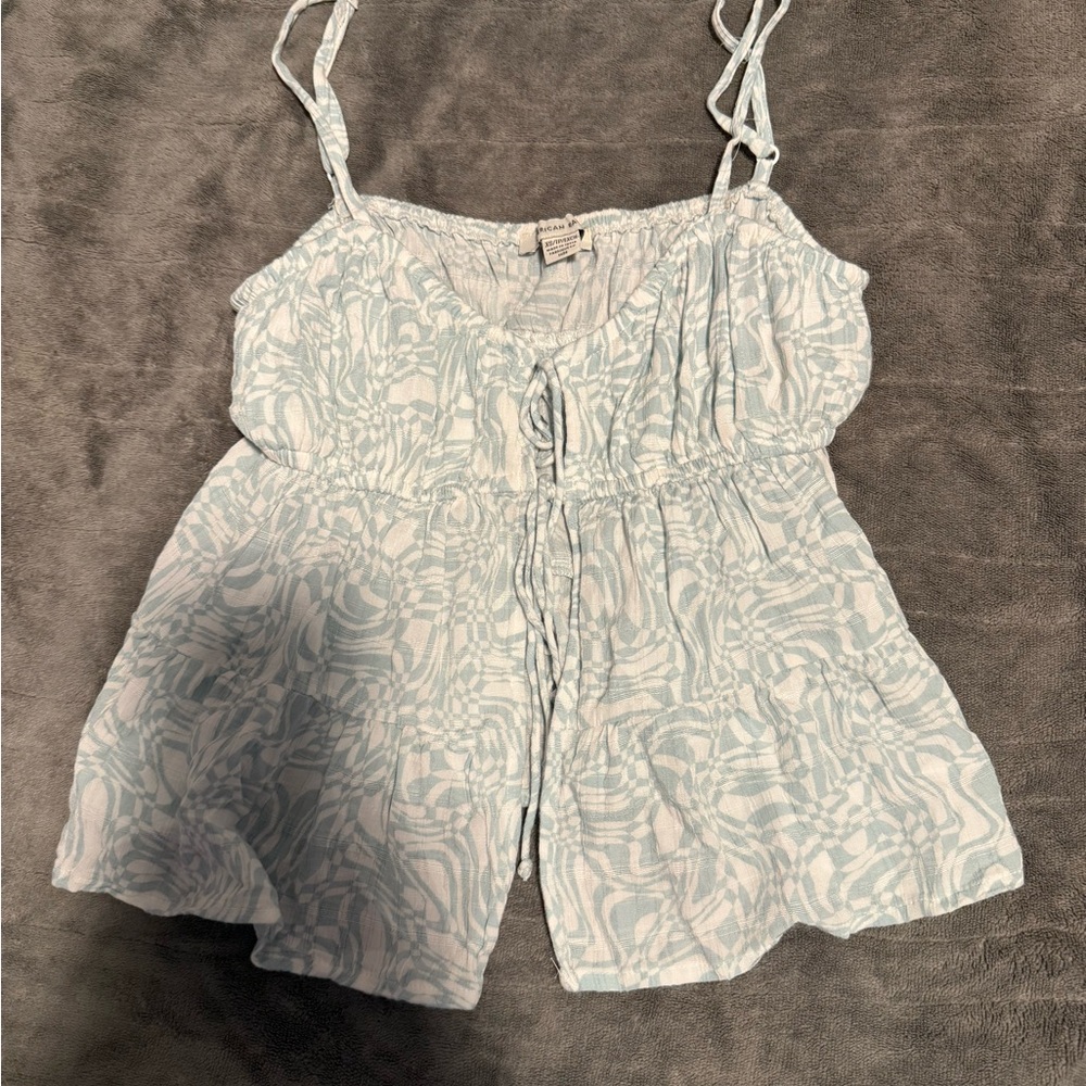 American Eagle Outfitters Blue and White Crop Top